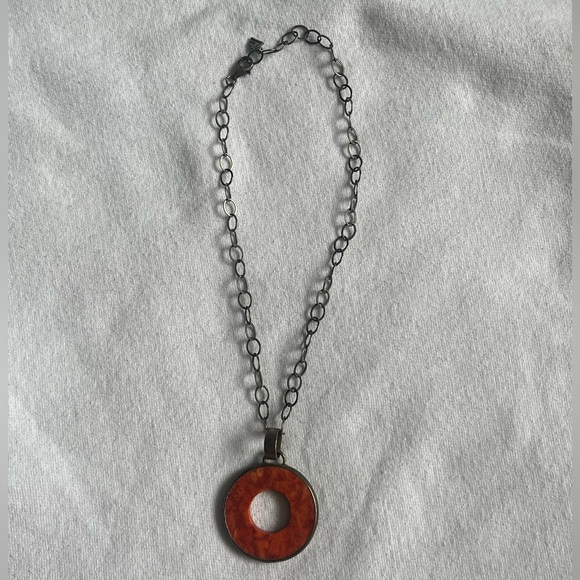 Vintage 925 Sterling Silpada Spiny Oyster Pendant Chain Necklace 16" - Picture 1 of 3